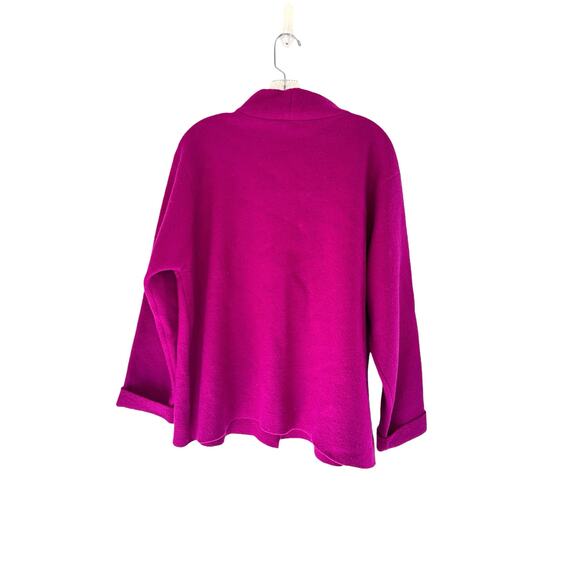 Eileen Fisher Purple Basic Classy Dressy Wool Felt Sweater Jacket Size Medium - Picture 9 of 12